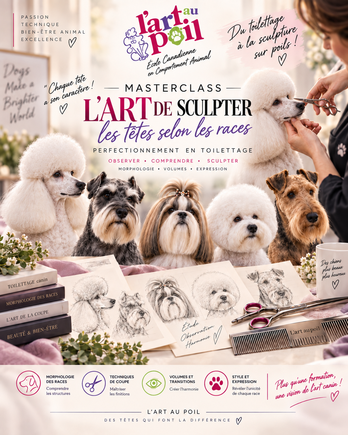 Perfectionnement en toilettage : l’art de sculpter les têtes selon les races